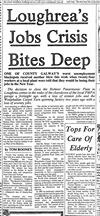 (Newspaper article announcing the closure of the Loughrea factory)